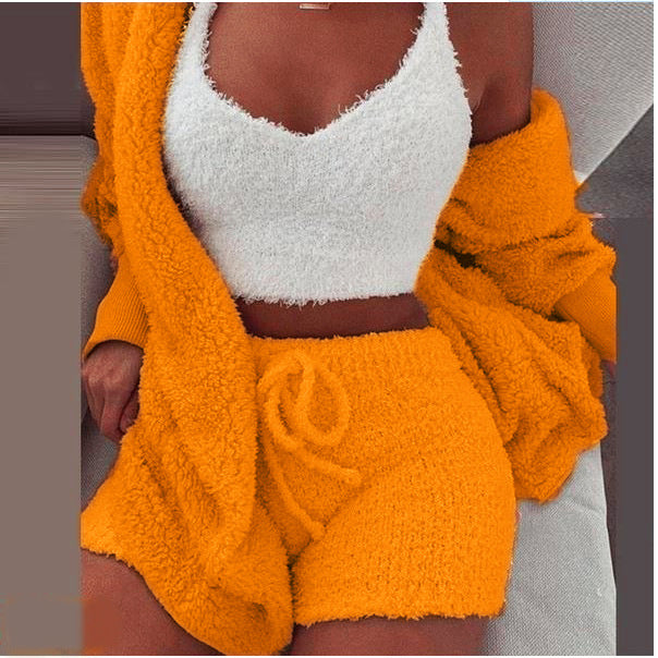 Women's Winter Plush Pajamas Long Sleeve Sports Fashion Casual Suit