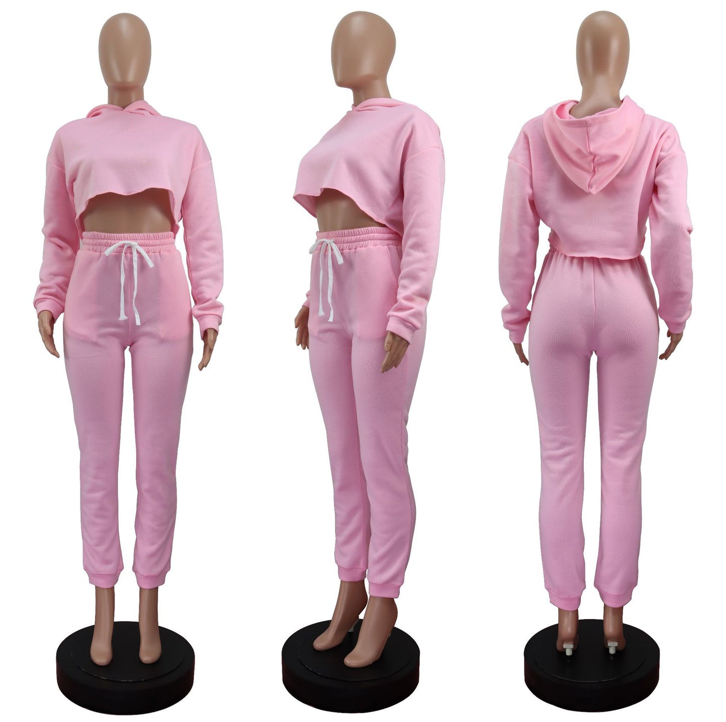 Women's Solid Color Two-piece Fleece Padded Leisure Suits
