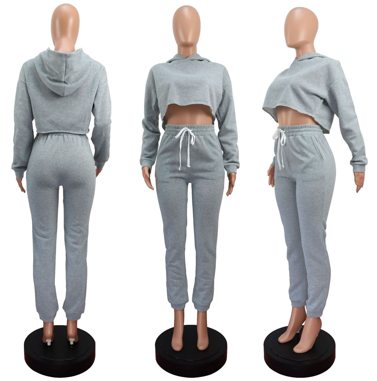 Women's Solid Color Two-piece Fleece Padded Leisure Suits