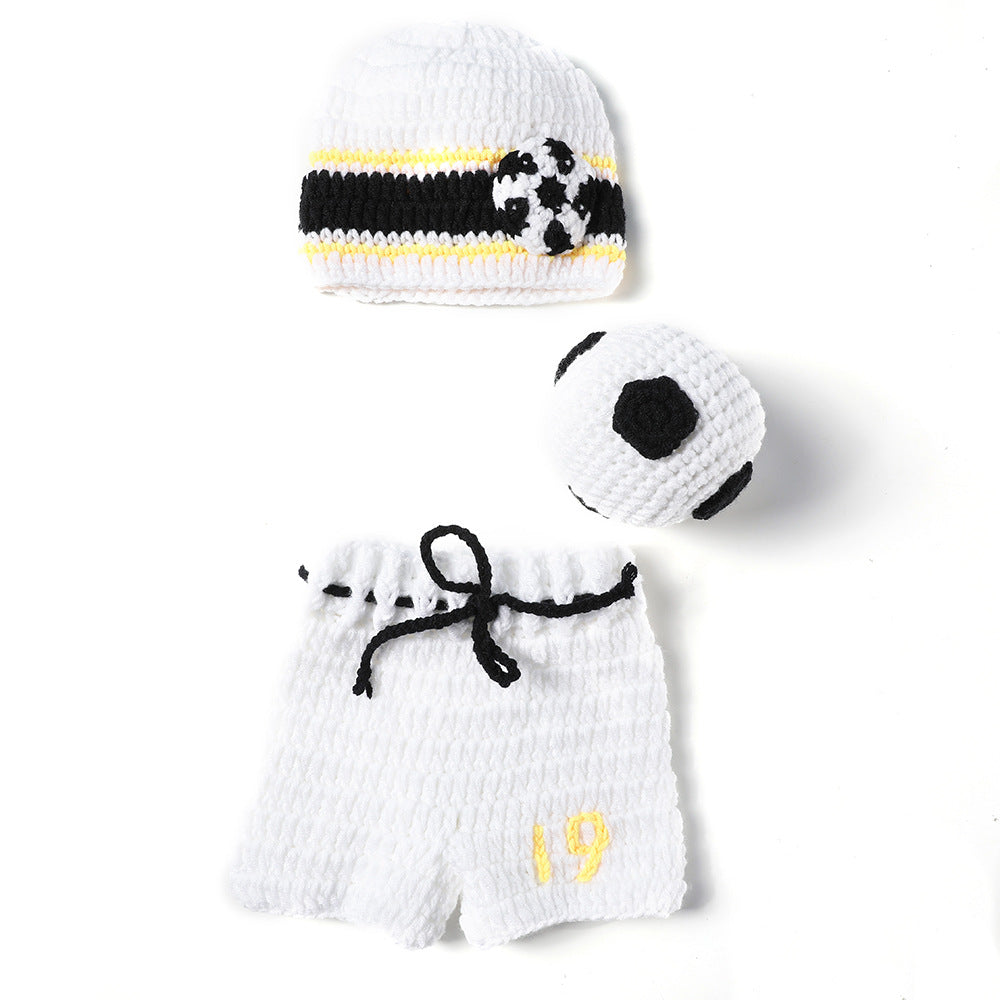 Football Hand-knitted Three-piece Born Wool Graphy Children's Suit