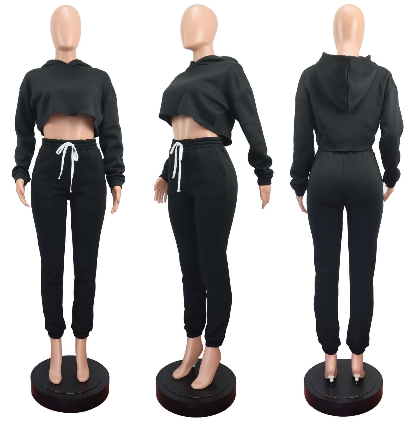 Women's Solid Color Two-piece Fleece Padded Leisure Suits
