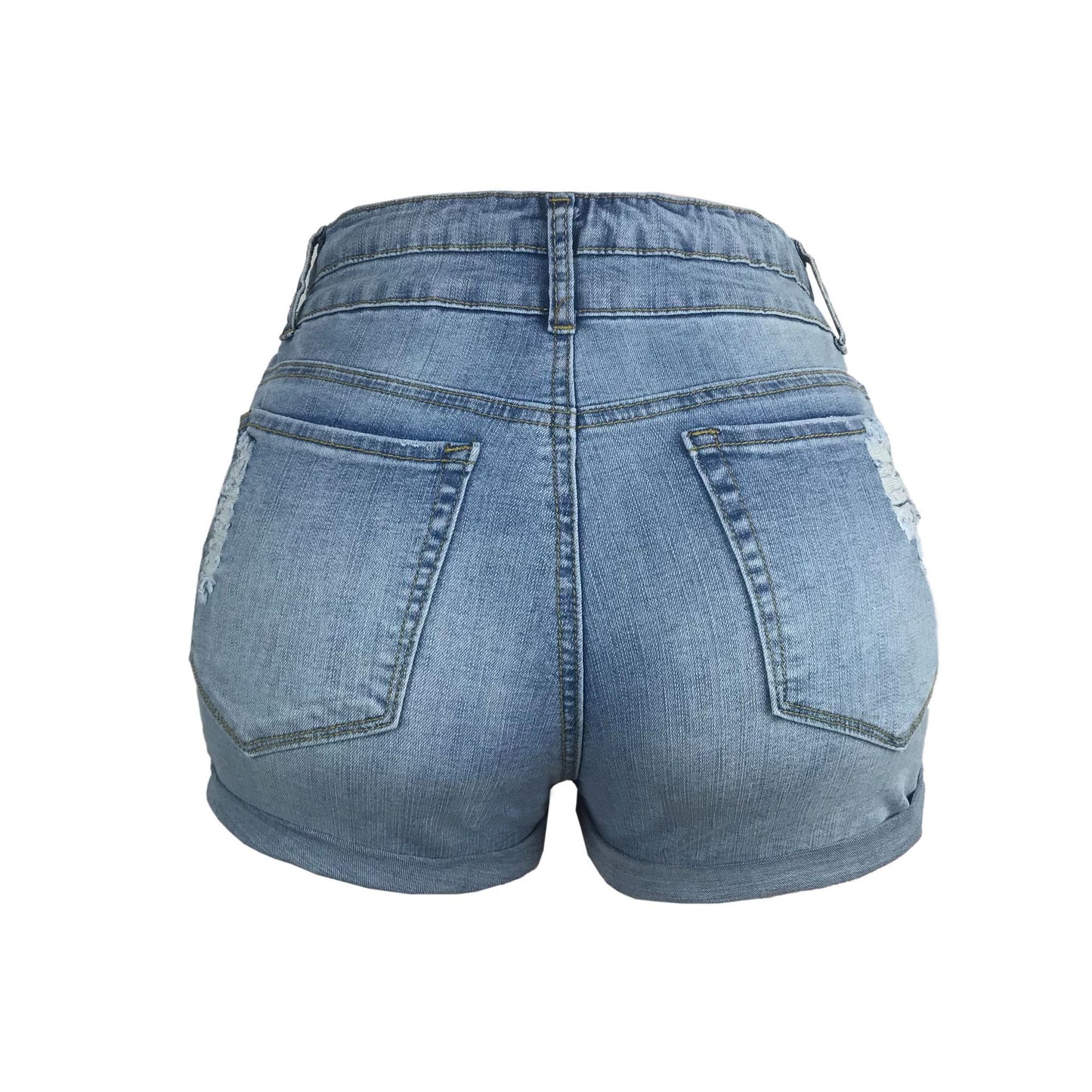 Women's Fashion Ripped Curling Elastic High Waist Denim Women's Jeans