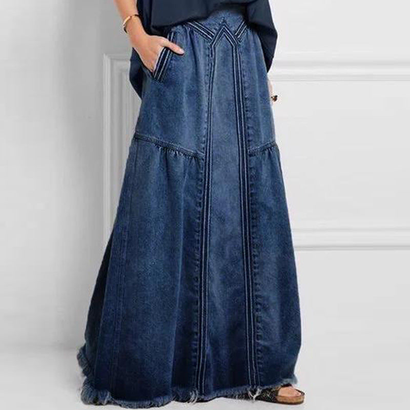 Women's Style Binding Tape Brushed Elastic High Skirt