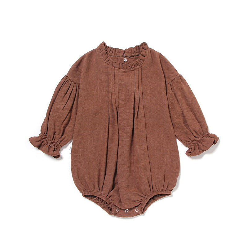 Sleeve Jumpsuit Solid Color Linen Crawling Butt Wrap Clothes Jumpsuit, Climbing Suit