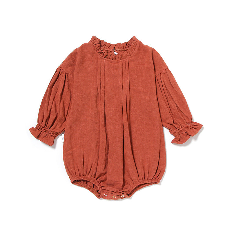 Sleeve Jumpsuit Solid Color Linen Crawling Butt Wrap Clothes Jumpsuit, Climbing Suit