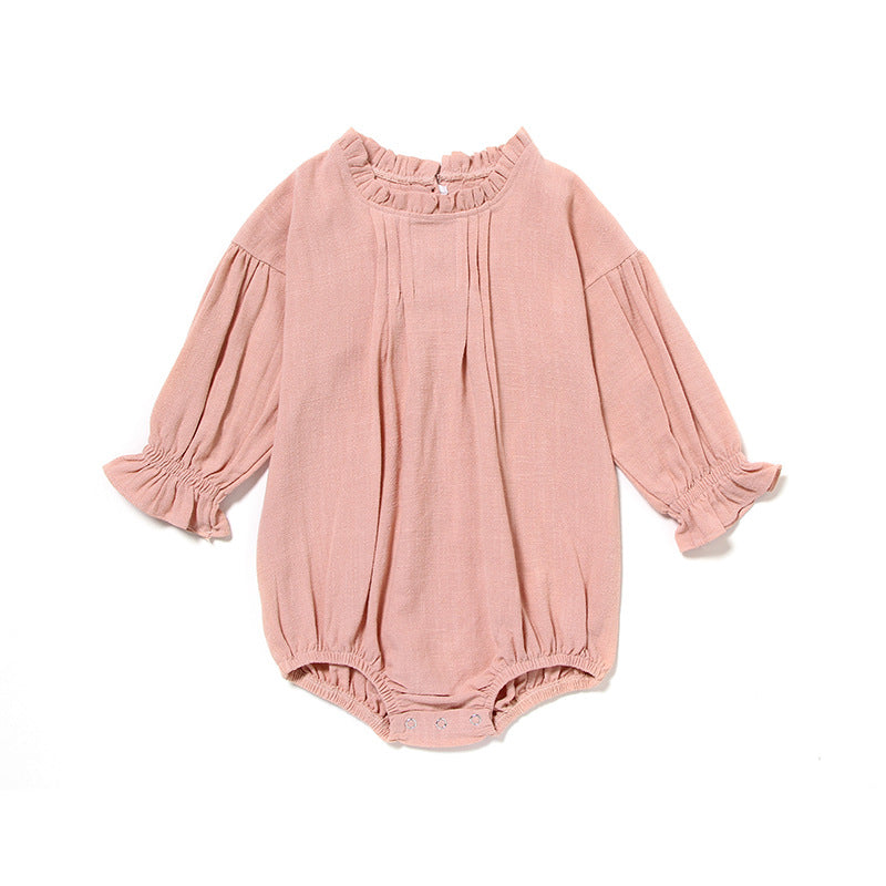 Sleeve Jumpsuit Solid Color Linen Crawling Butt Wrap Clothes Jumpsuit, Climbing Suit