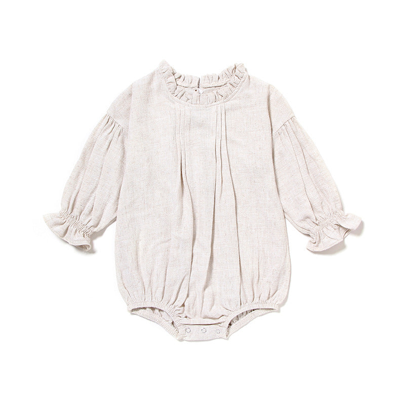 Sleeve Jumpsuit Solid Color Linen Crawling Butt Wrap Clothes Jumpsuit, Climbing Suit