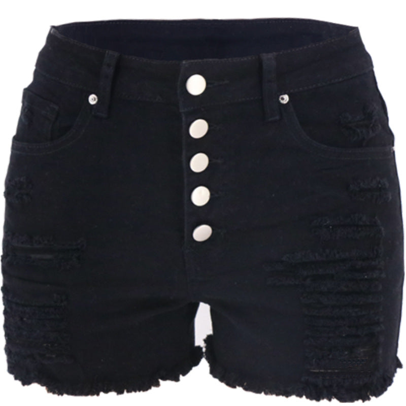 Women's Temperament Commute Straight Ripped High Waist Ordinary Washed Black Women's Jeans