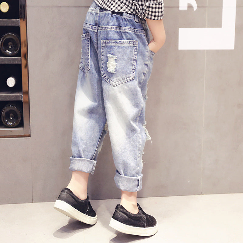 Children's Clothing Ripped Jeans Korean Trousers Boy Children's Pants