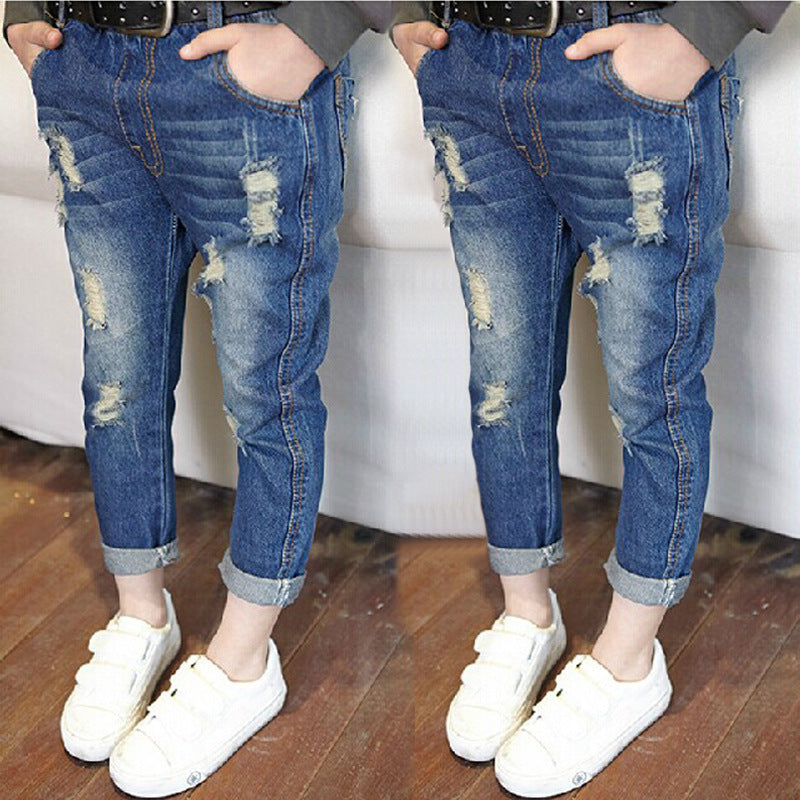 Children's Clothing Ripped Jeans Korean Trousers Boy Children's Pants
