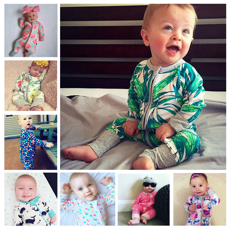 Children's Clothing Jumpsuit Bamboo Leaf Cotton Born Jumpsuit, Climbing Suit
