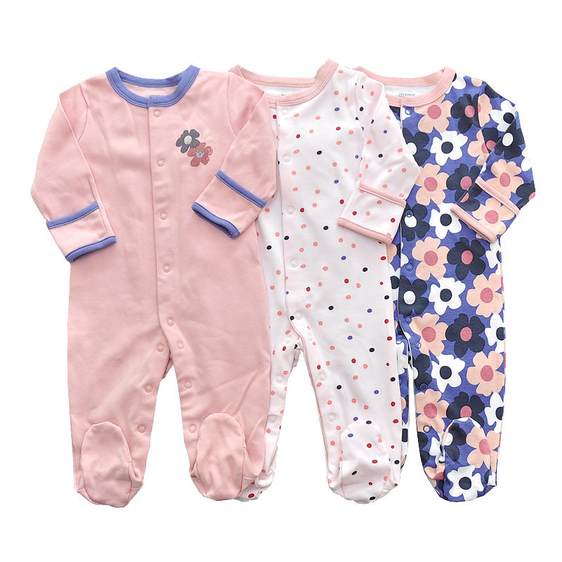Three-piece Bale Of Cotton Hands Feet Romper Born Jumpsuit, Climbing Suit