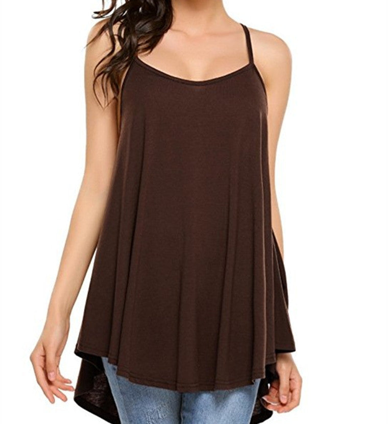 Trendy Women's Solid Color Suspender Dress Plus Size