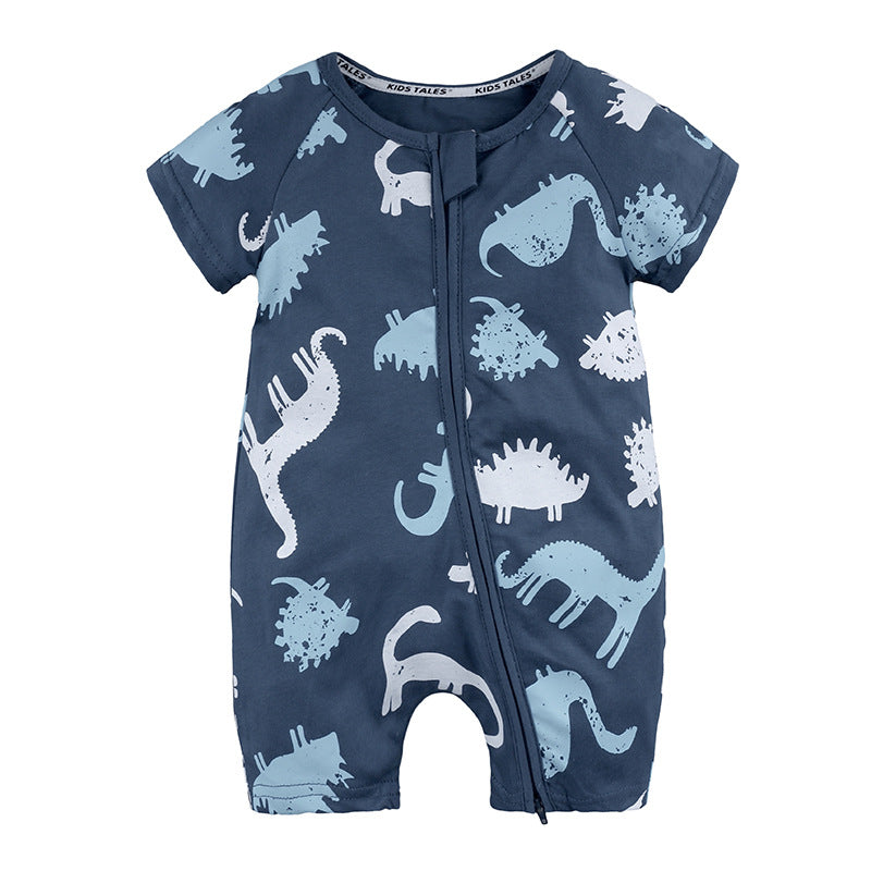Summer Short Sleeved Romper Born Printed Double Zipper Jumpsuit Jumpsuit, Climbing Suit