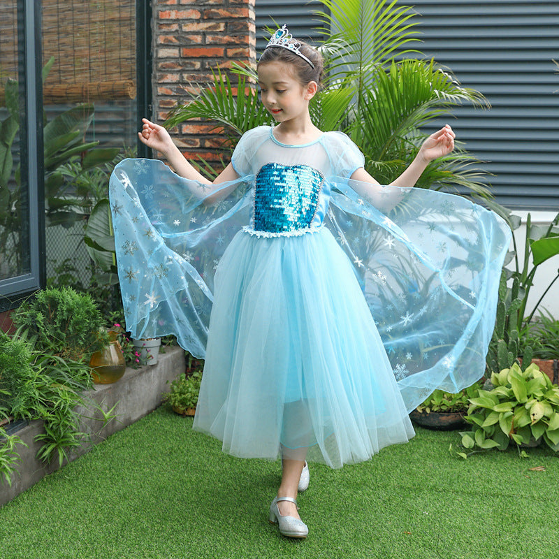 Children's Summer Princess Elsa Medium Large Birthday Day Children's Dress