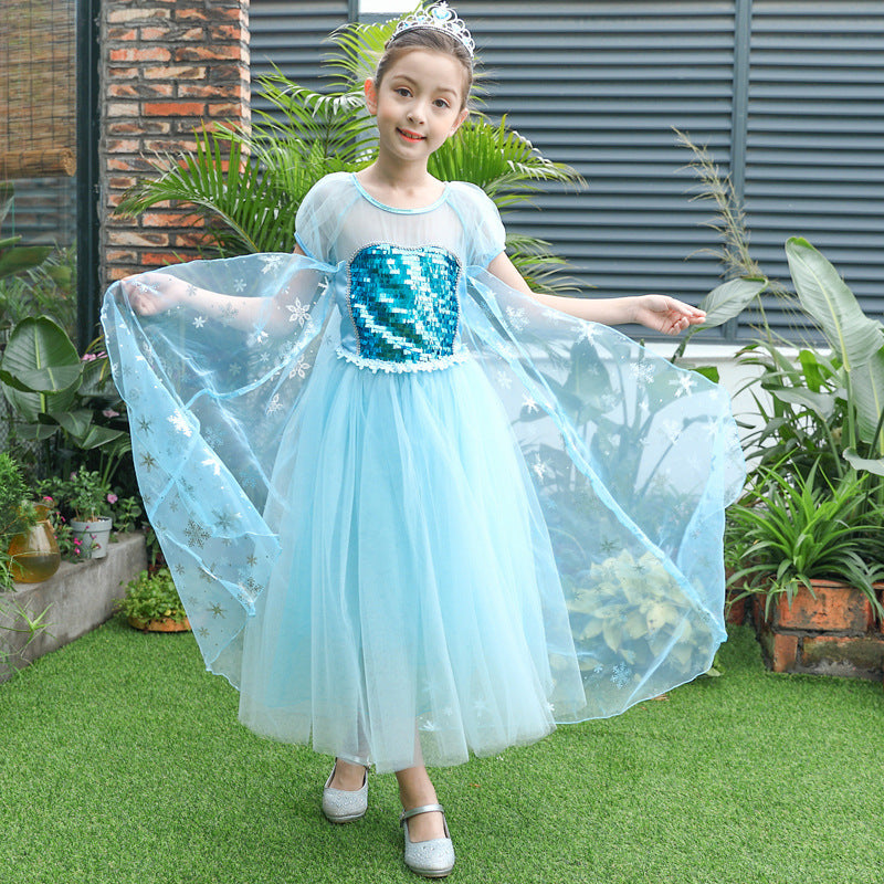 Children's Summer Princess Elsa Medium Large Birthday Day Children's Dress