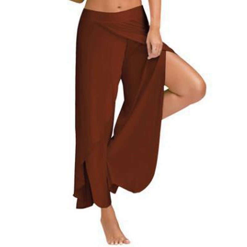 Milk Silk Stitching Summer Sexy Cross Casual Pants
