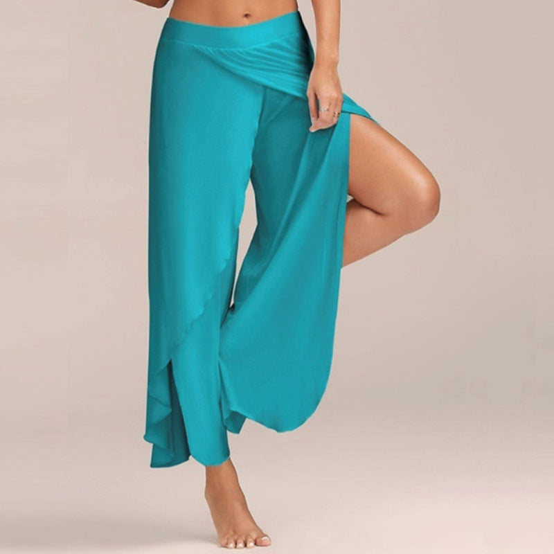 Milk Silk Stitching Summer Sexy Cross Casual Pants