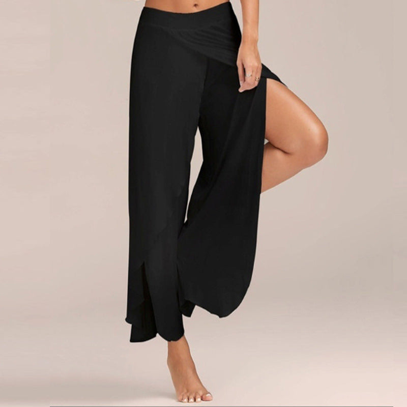 Milk Silk Stitching Summer Sexy Cross Casual Pants