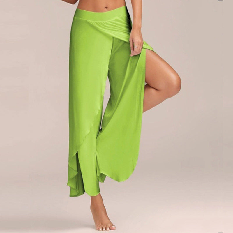 Milk Silk Stitching Summer Sexy Cross Casual Pants