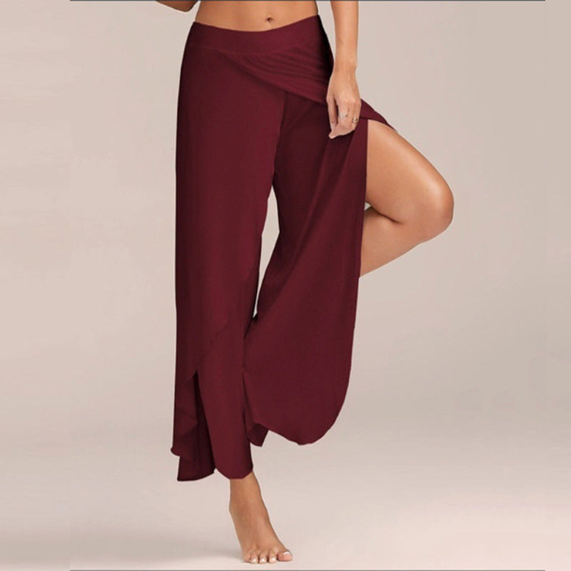 Milk Silk Stitching Summer Sexy Cross Casual Pants