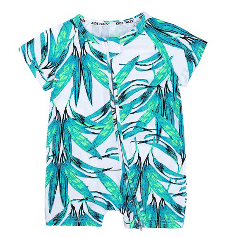 Summer Short Sleeved Romper Born Printed Double Zipper Jumpsuit Jumpsuit, Climbing Suit