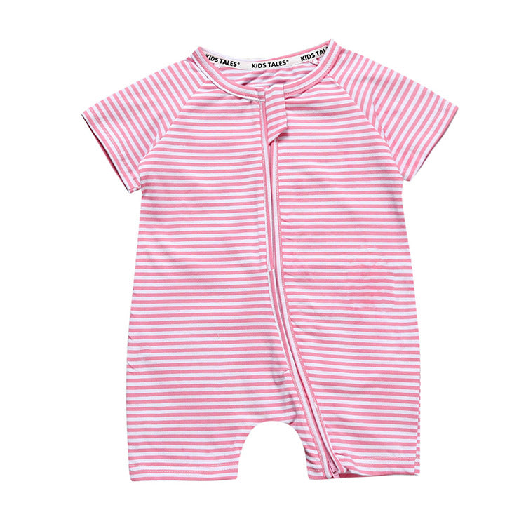 Summer Short Sleeved Romper Born Printed Double Zipper Jumpsuit Jumpsuit, Climbing Suit