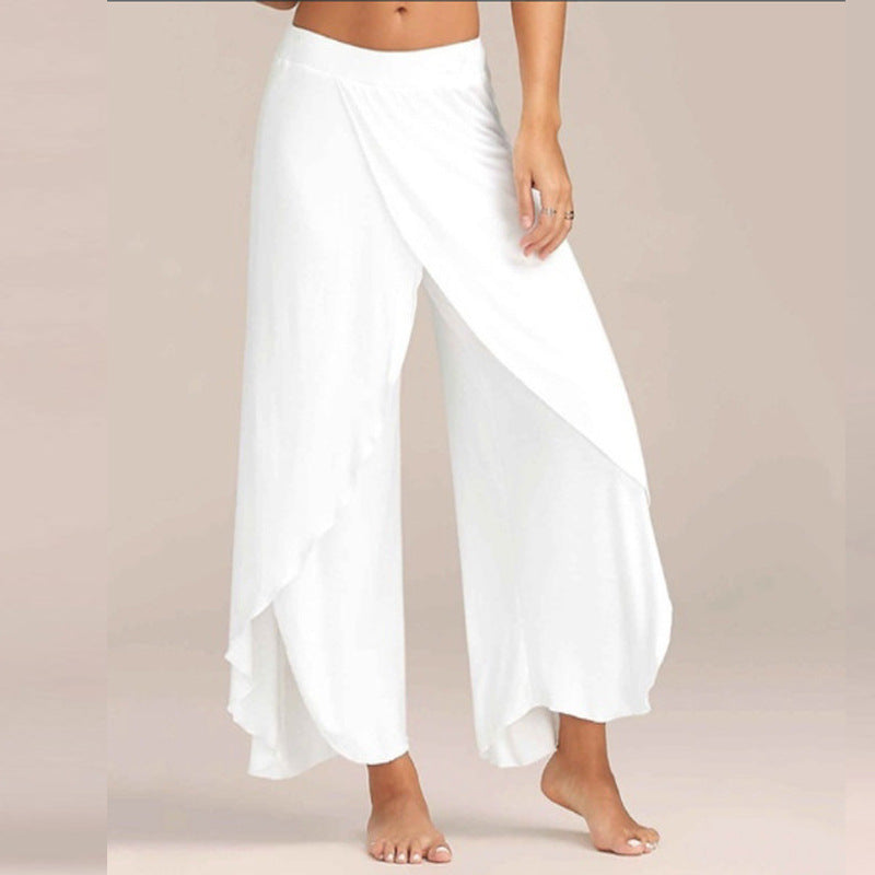 Milk Silk Stitching Summer Sexy Cross Casual Pants