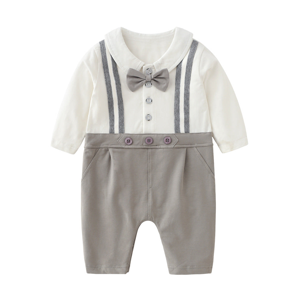Children's Old Celebration Dress Long-sleeved Bow Tie Strap Jumpsuit, Climbing Suit