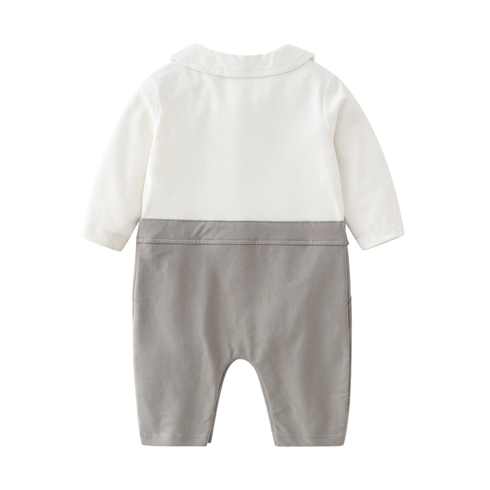 Children's Old Celebration Dress Long-sleeved Bow Tie Strap Jumpsuit, Climbing Suit