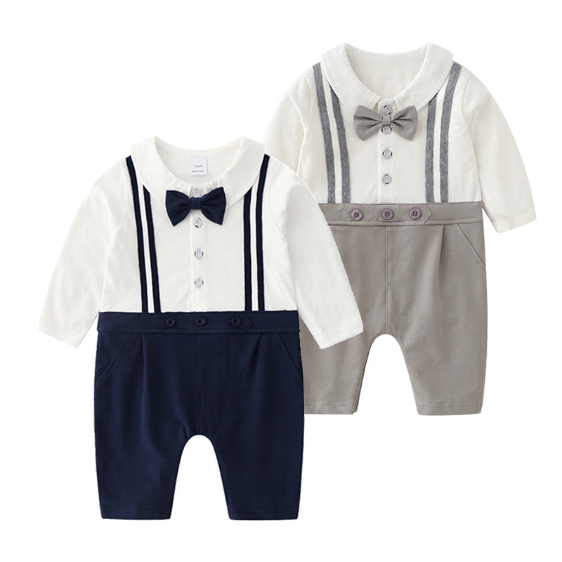 Children's Old Celebration Dress Long-sleeved Bow Tie Strap Jumpsuit, Climbing Suit