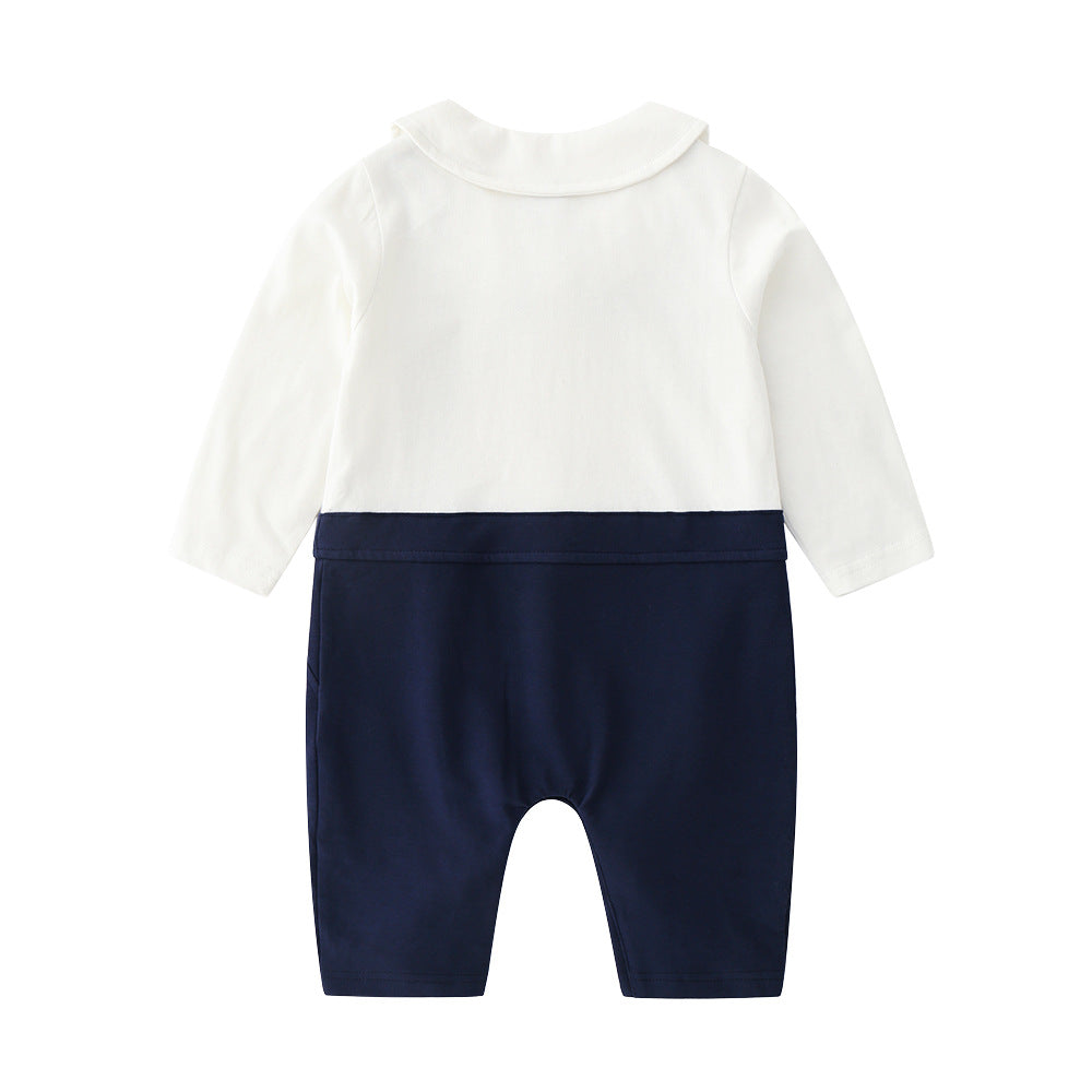 Children's Old Celebration Dress Long-sleeved Bow Tie Strap Jumpsuit, Climbing Suit