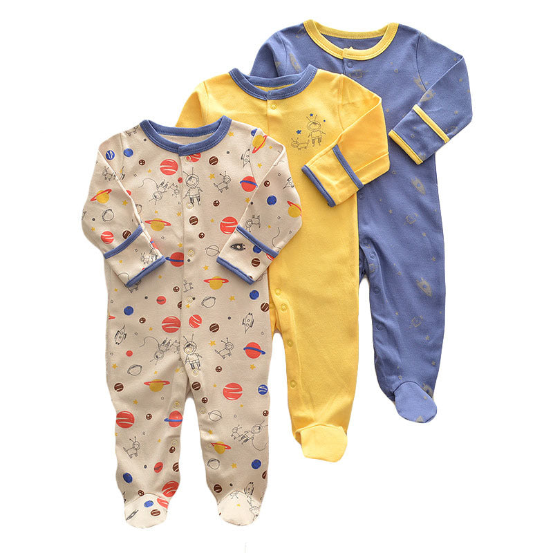 Three-piece Bale Of Cotton Hands Feet Romper Born Jumpsuit, Climbing Suit