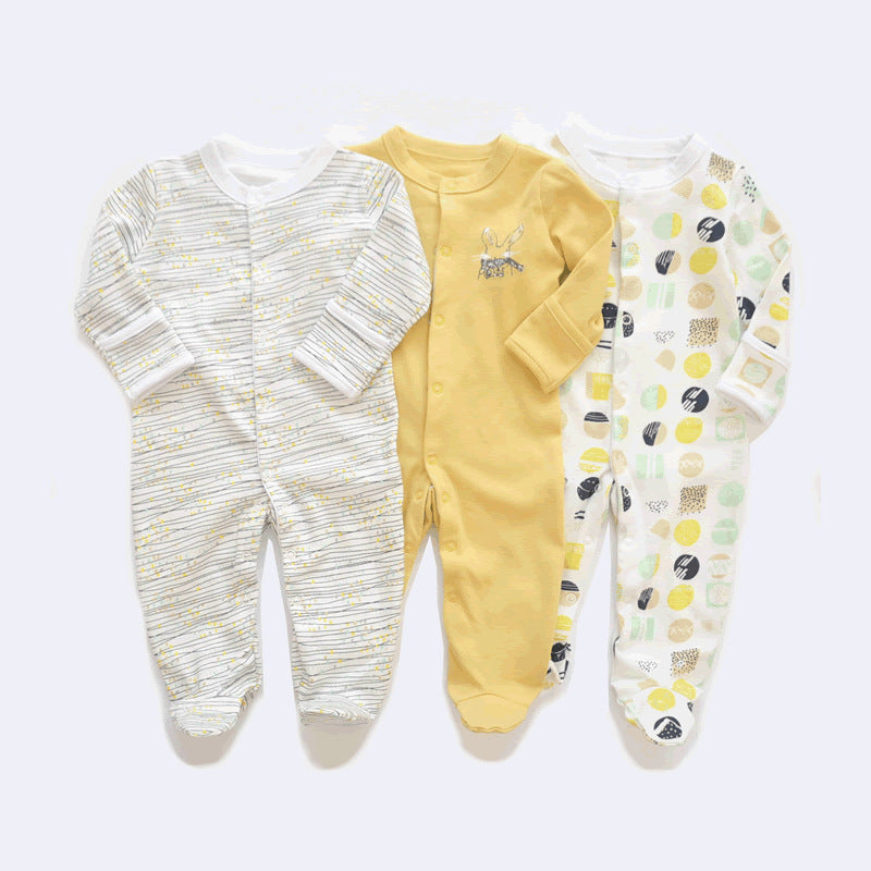 Three-piece Bale Of Cotton Hands Feet Romper Born Jumpsuit, Climbing Suit