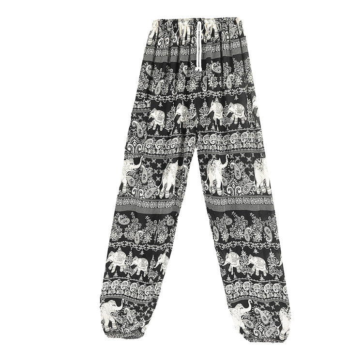 Women's Bohemian Thailand Elephant Yoga Bloomers Clothes Casual Pants