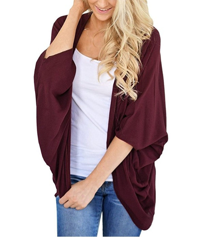 Women's Beach Summer Loose Batwing Sleeve Solid Clothing