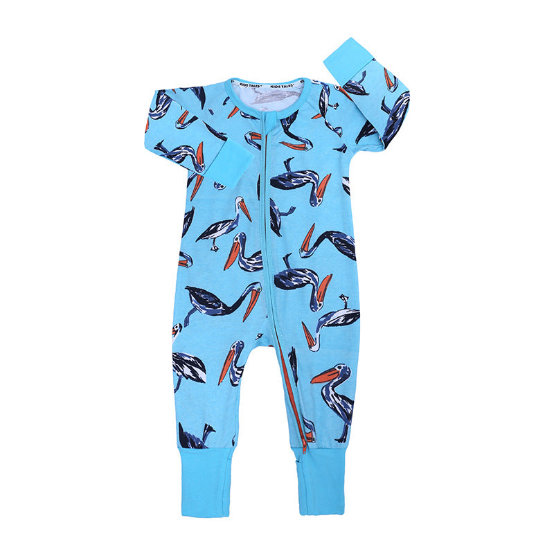 Children's Clothing Jumpsuit Bamboo Leaf Cotton Born Jumpsuit, Climbing Suit