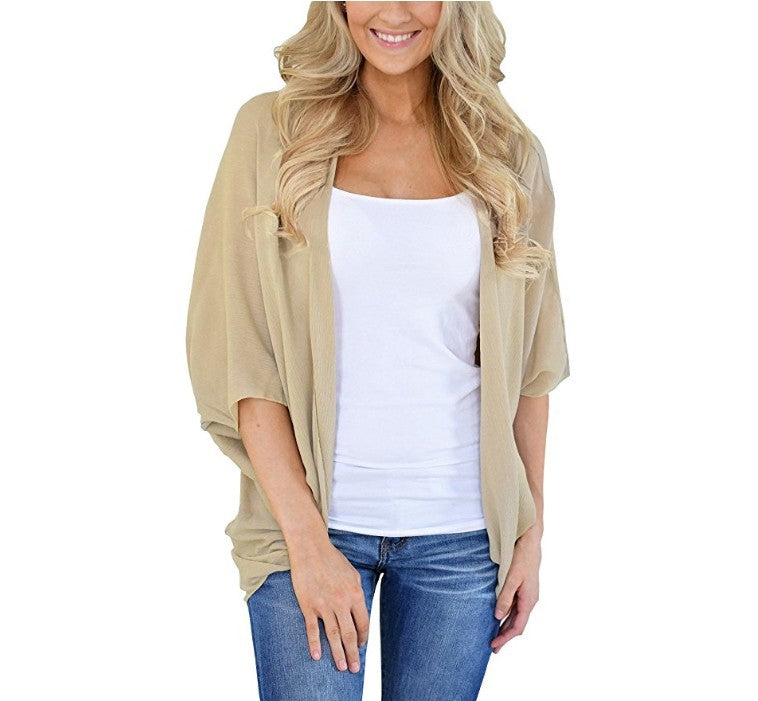 Women's Beach Summer Loose Batwing Sleeve Solid Clothing