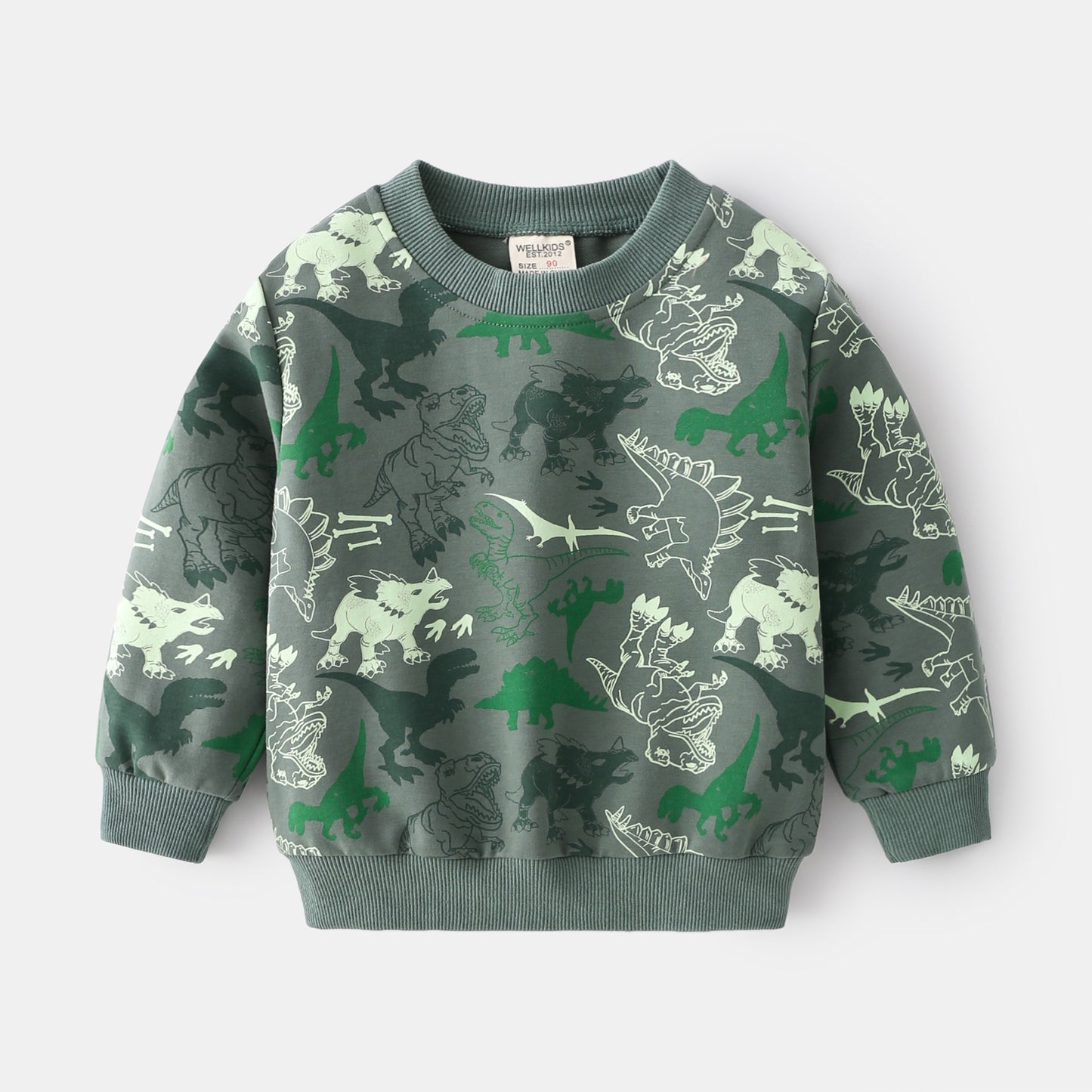 Army Green Cotton Sweater Two-piece Set Children's Suit
