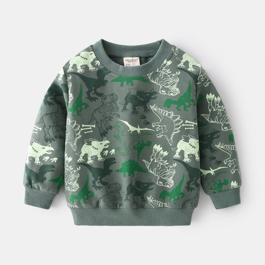 Army Green Cotton Sweater Two-piece Set Children's Suit