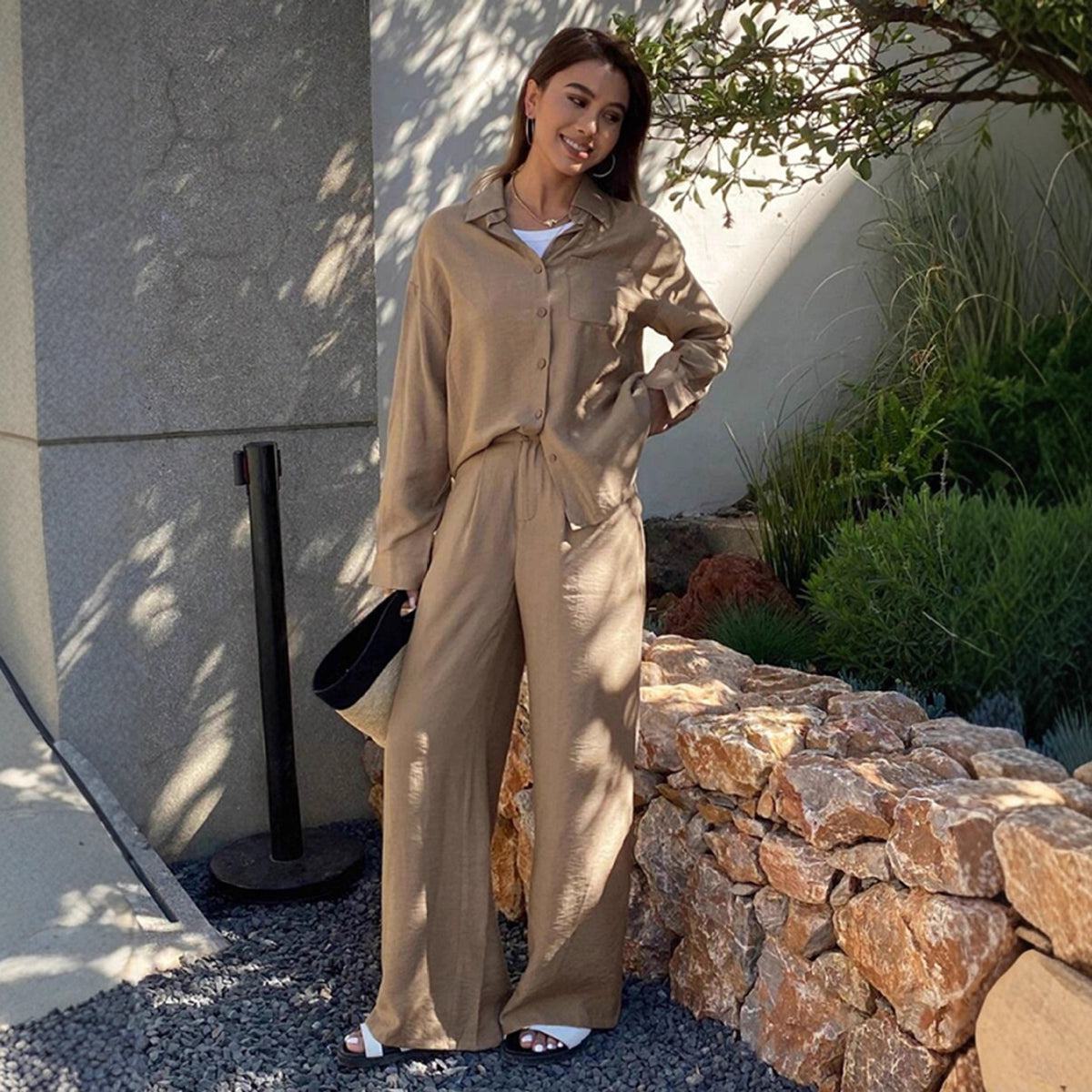 Women's Spring Button Loose Two-piece Set Suits