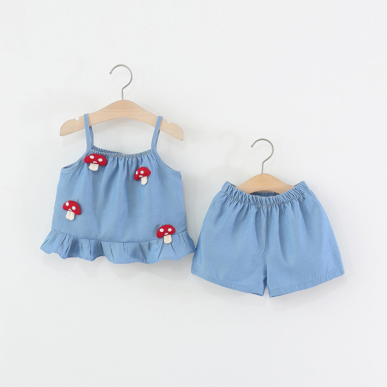 Children's Korean Mushroom Vest Fashion Suspender Shorts Two-piece Children's Suit