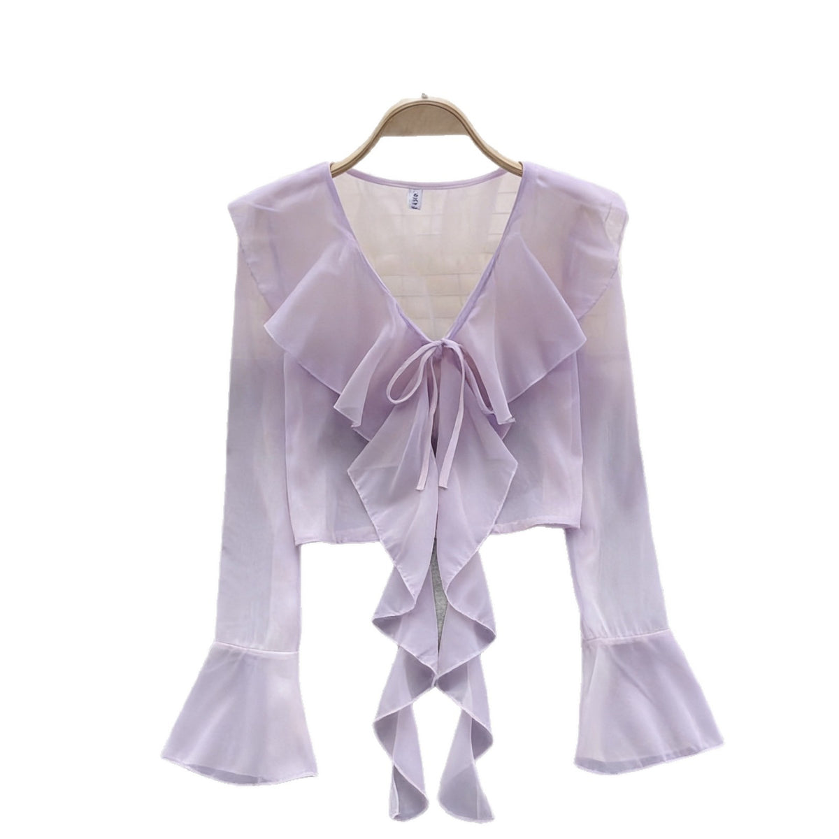Women's Style Super Fairy Mesh Bow Strap Lace Shirt, Chiffon Shirt