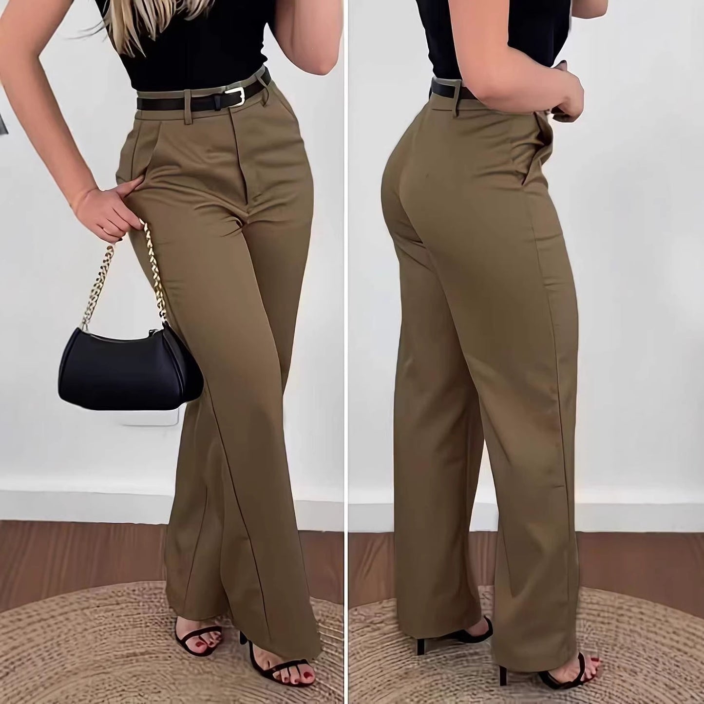 Women's High Waist Commuter Draping Slim Fit Casual Pants