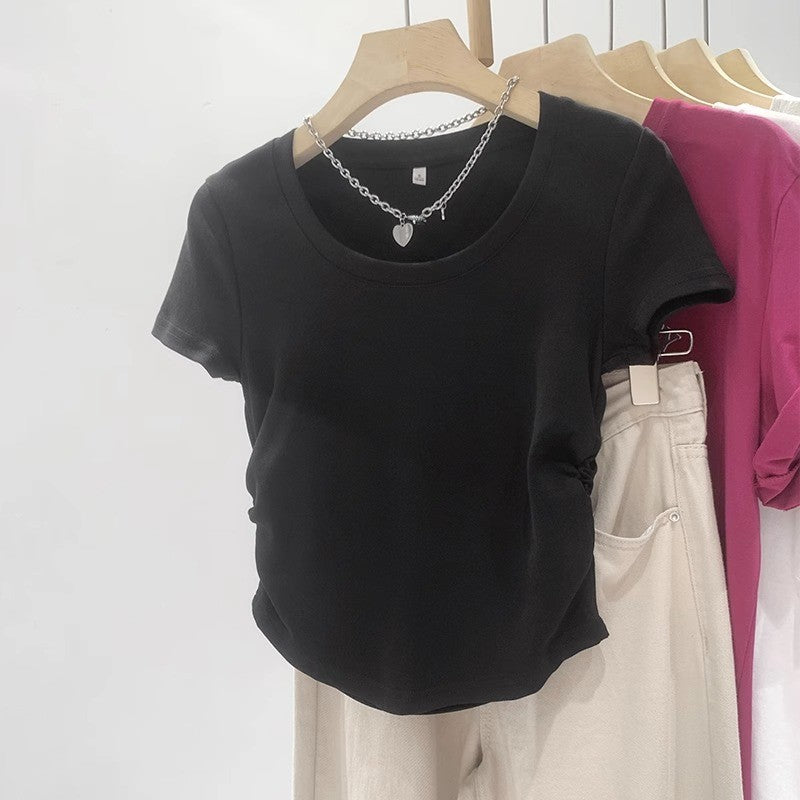Women's Collar Sleeve Design Sense Waist Slimming Shorts