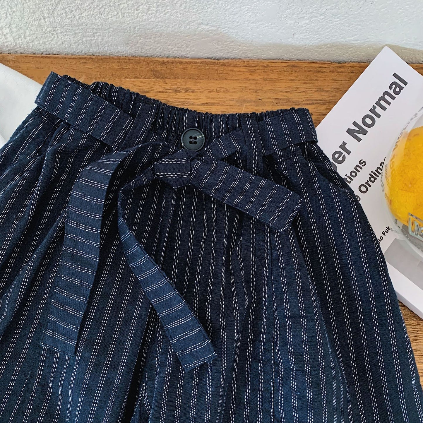 Children's Boy Summer Retro Vertical Stripe Casual Loose Children's Pants