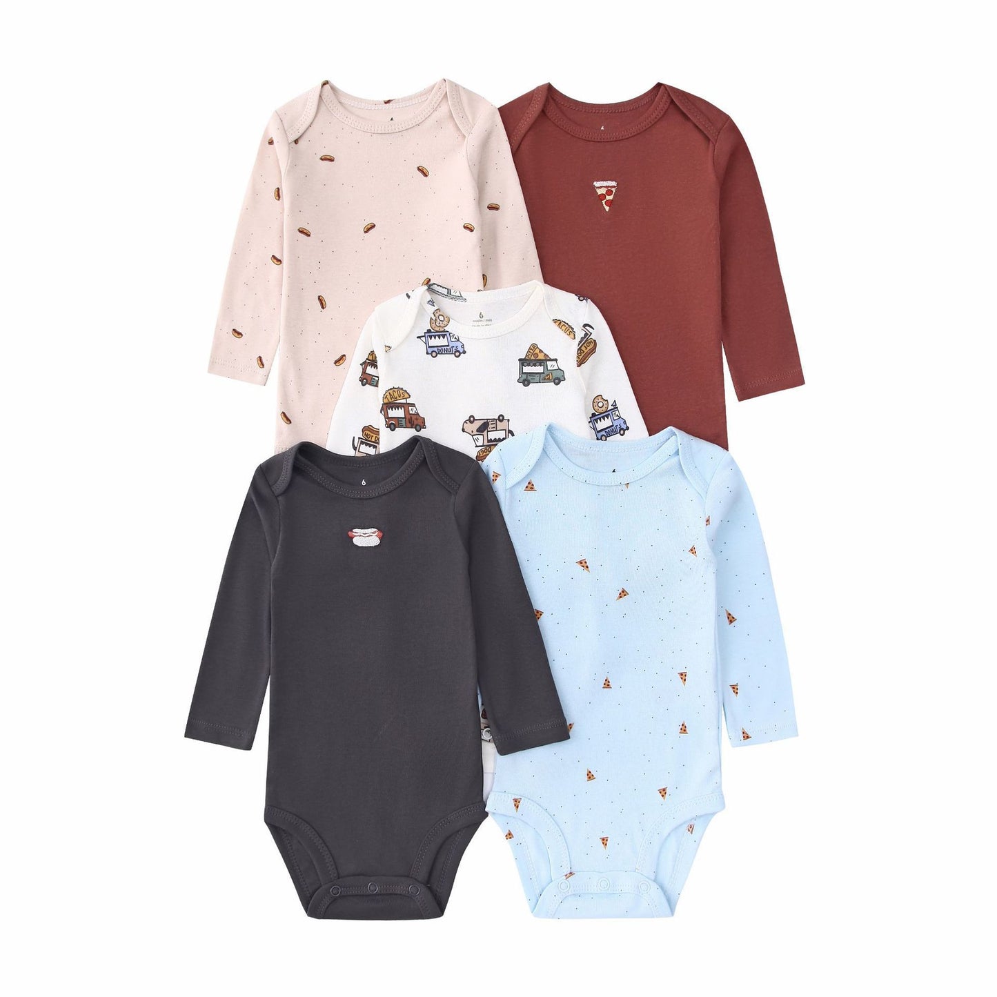 Children's Clothing Long-sleeved Triangle Romper Five Pieces Jumpsuit, Climbing Suit