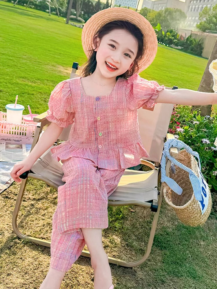 Children's Summer Fashionable Korean Style Short Sleeve Two-piece Set Children's Suit