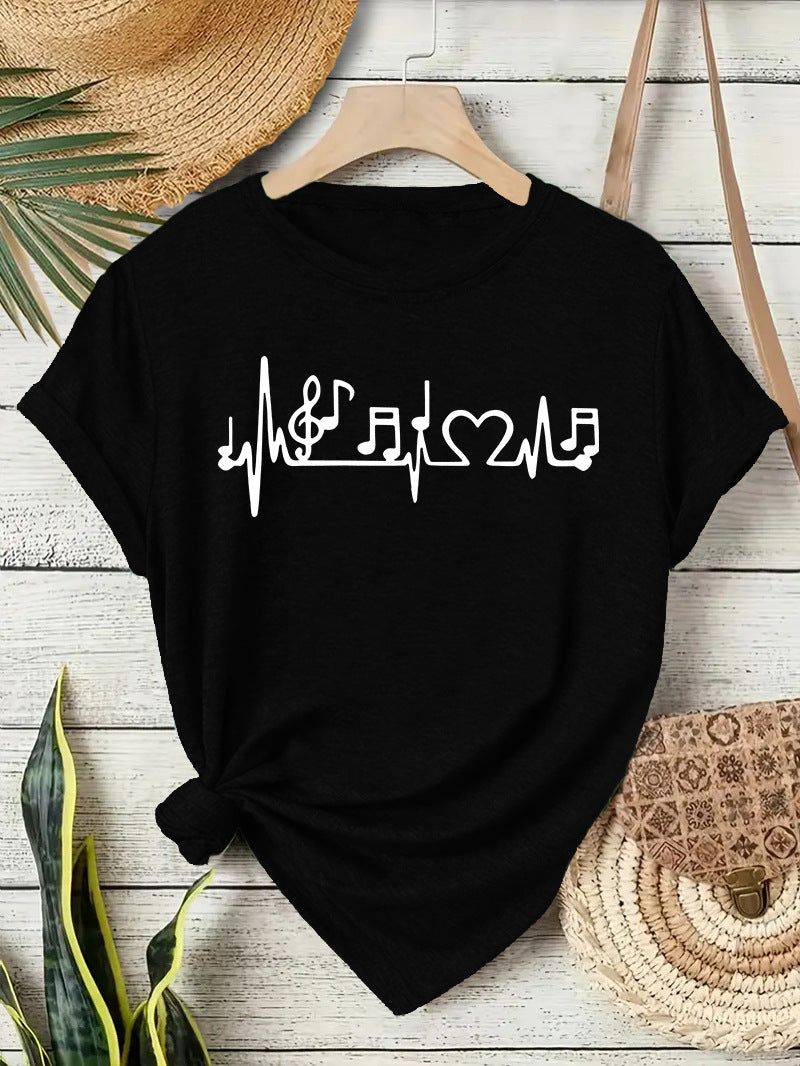 Women's Cute Printed Short-sleeved Note Fashion Women's T-shirt