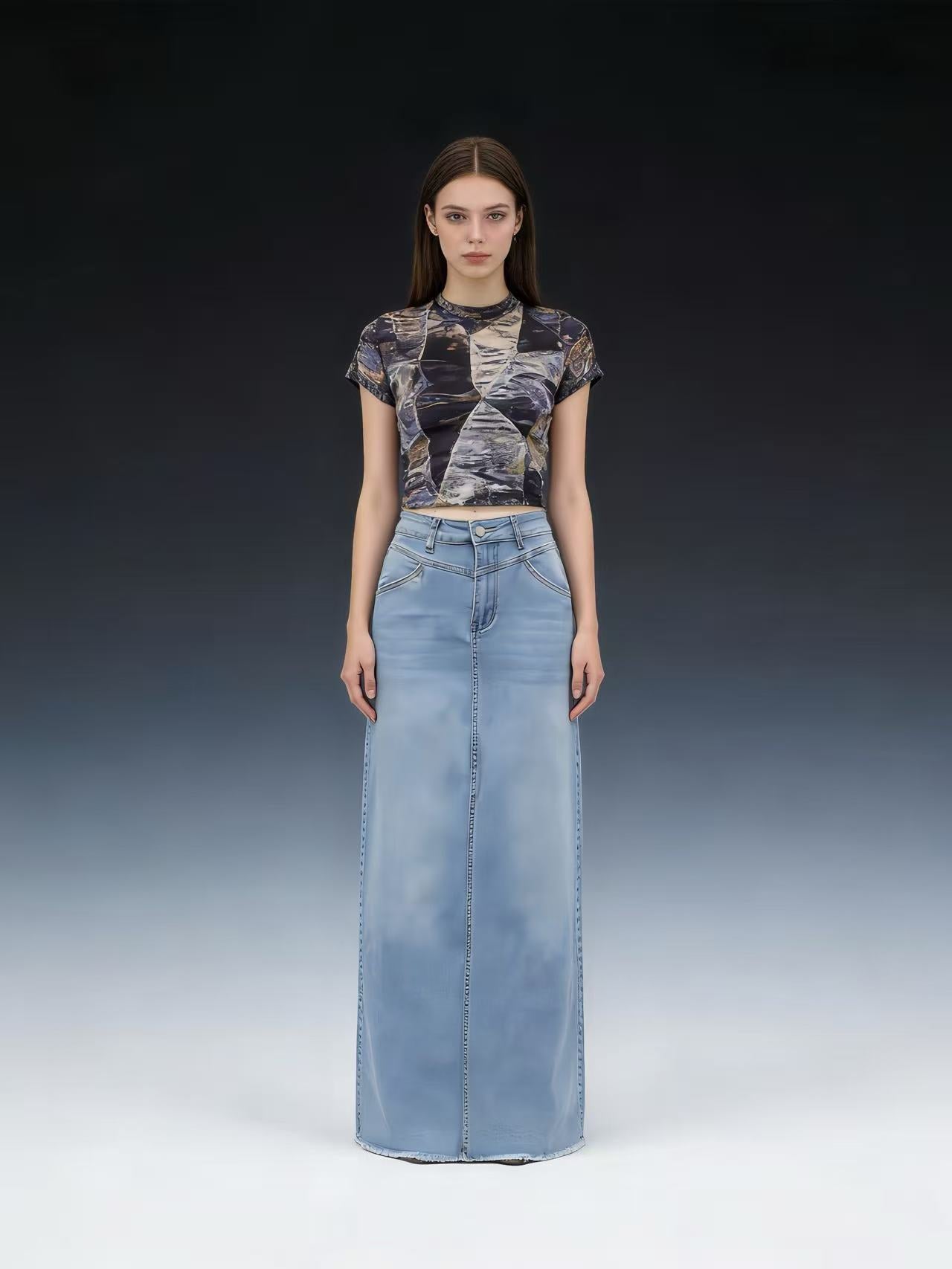 Women's Summer Loose Straight Casual Elegant Denim Skirt